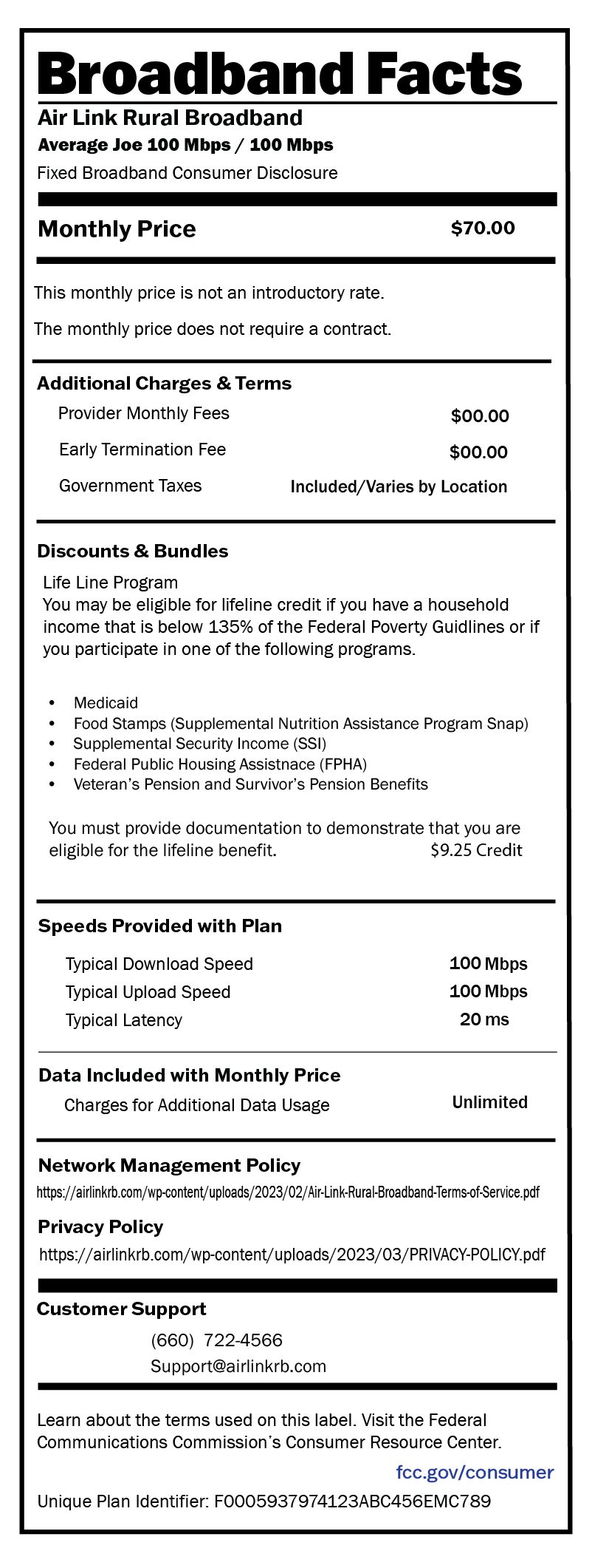 BB Label Average Joe 100 Mbps CAF-NON CAF